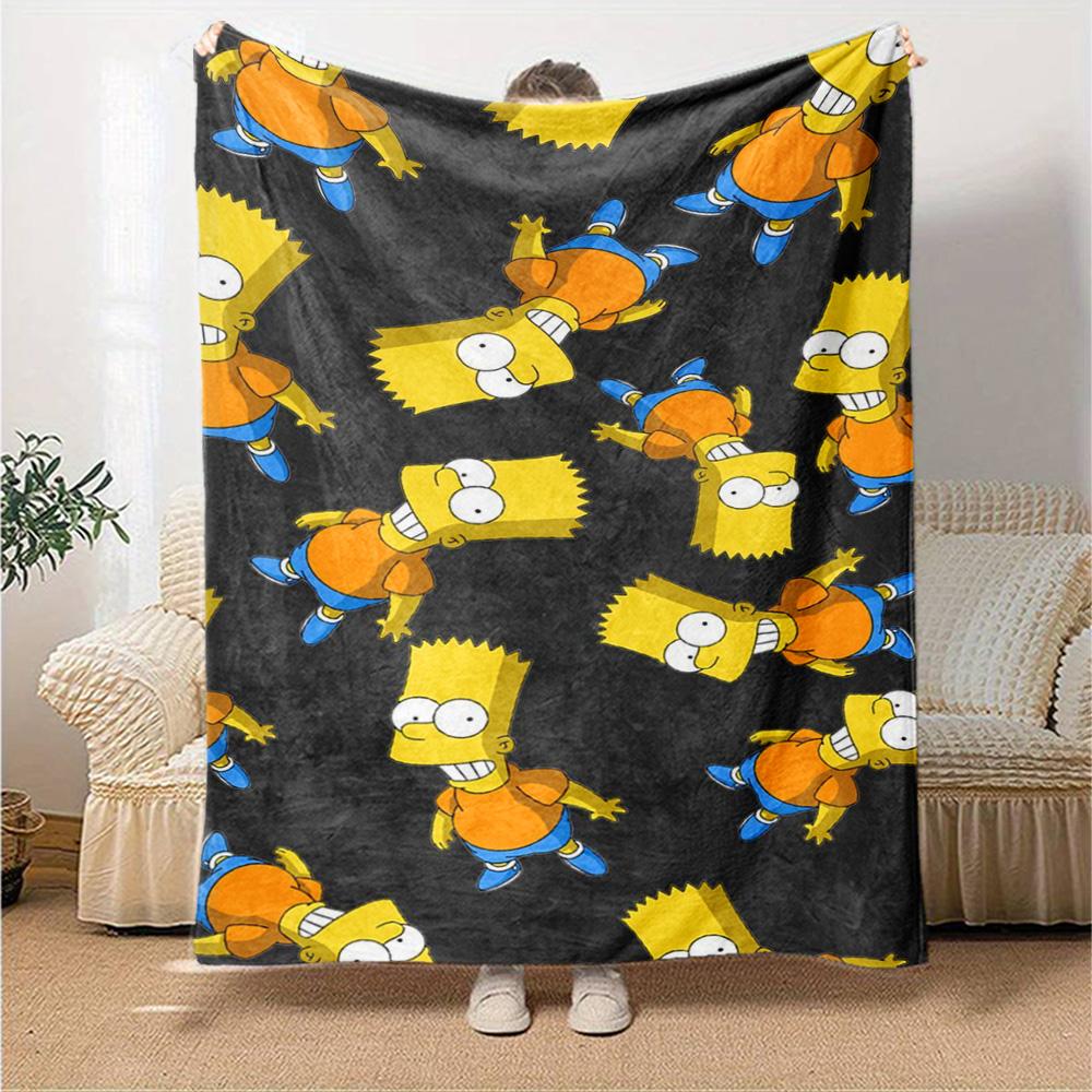 Bart Simpson Flanel Battaniye Süper Yumuşak Sıcak Rahat Battaniye Kanepe Yatak Ofis Seyahat Her Mevsim Ev Dekorasyonu Hediye