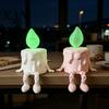 Pink And White Candle Decor 3D Printing Ornament, Wax Liquid Texture Dripping Sculpture with Movable Joint Figure Joints, Adjustable Sitting