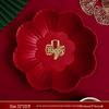 Wedding & Engagement Fruit and Candy Plate - Elegant Red Ornament for Living Room