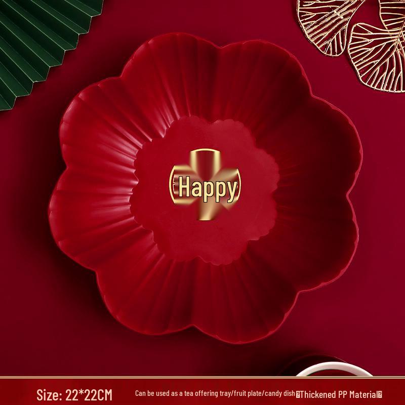 Wedding & Engagement Fruit and Candy Plate - Elegant Red Ornament for Living Room