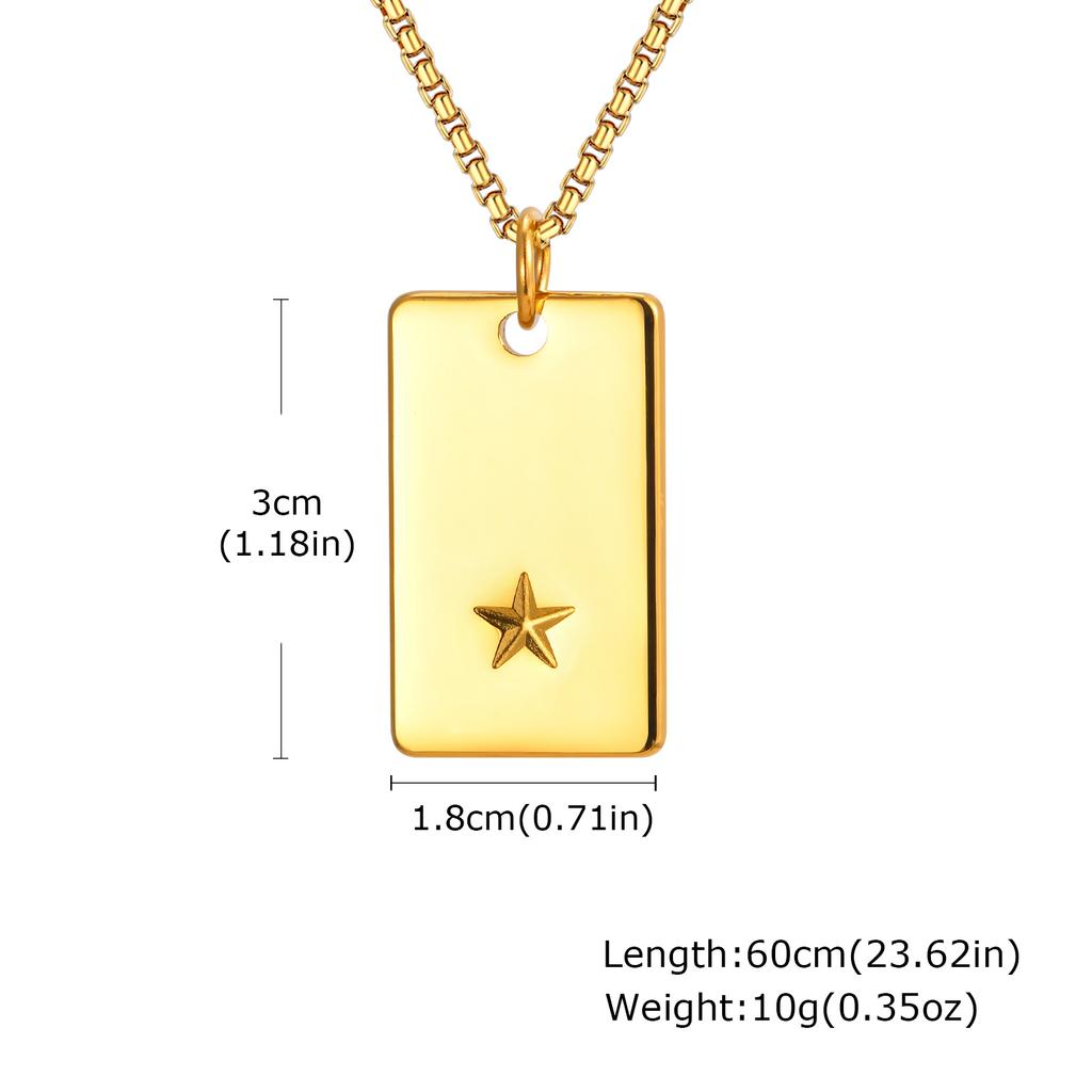 Vnox 60cm Stylish Dog Tag Pendant Neckalce for Men, Stainless Steel Geometric Box Chain Necklace, Birthday Graduate Father Gift