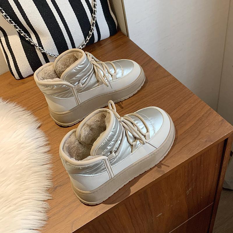 Fleece High-top Snow Boots Women's Winter New Student Ins Korean Version of Thermal Casual Shoes Cotton Shoes K2905
