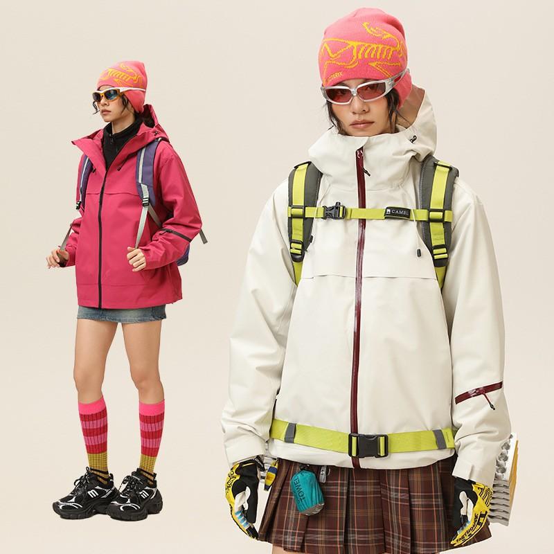 Unisex Outdoor Hiking Jacket With Removable Hood Windproof Breathable Waterproof Shell Winter Trekking Mountaineering