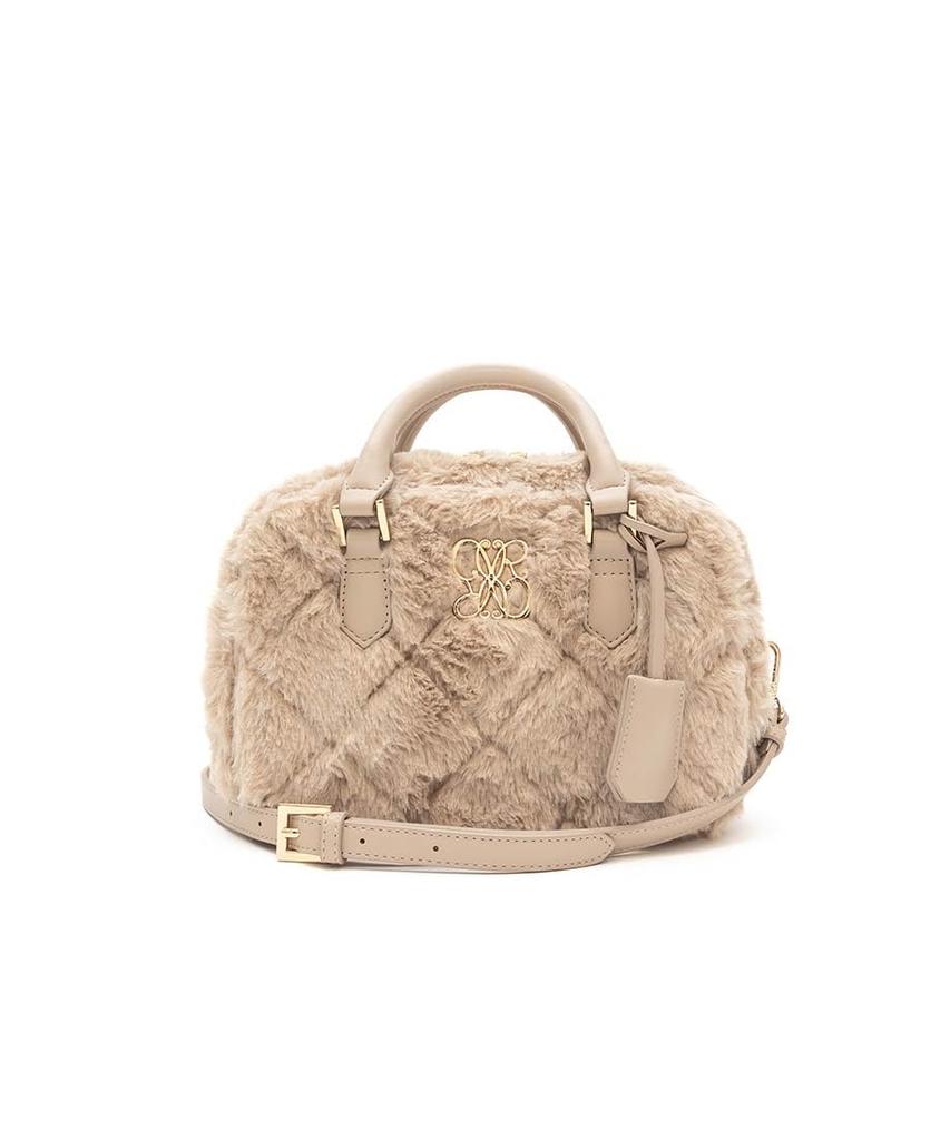 Randa Fur Quilted Boston Beige 2-Way Bag, Women's,
