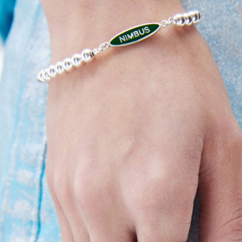 NIMBUS GREEN TAG SILVER BALL BRACELET