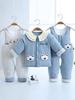 Infant Pure Cotton Autumn/Winter Three-Piece Set: Unisex Overalls for 0-12 Months, Thick and Warm