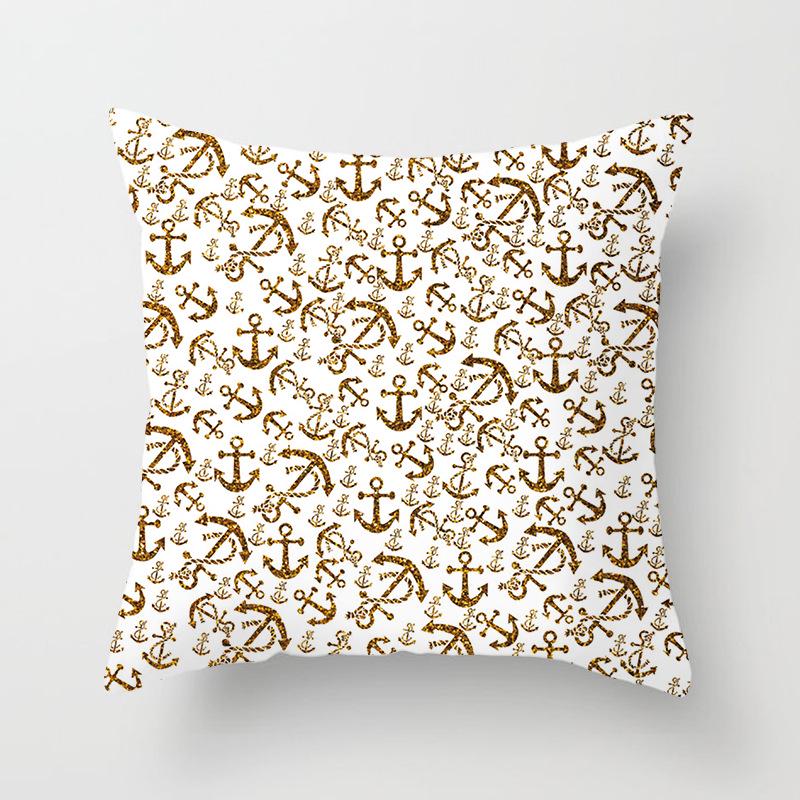European Style Golden Geometric Print Car Pillow Cover Sofa Cushion Cover Home Furnishings