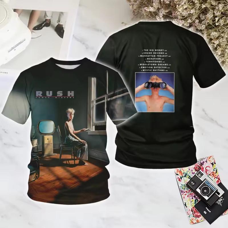 Popular Rock Rush 3D Print T-shirts Summer New Men Women Hip Hop Trend Short Sleeve TShirt Street Loose Casual Oversized Y2k Top XS