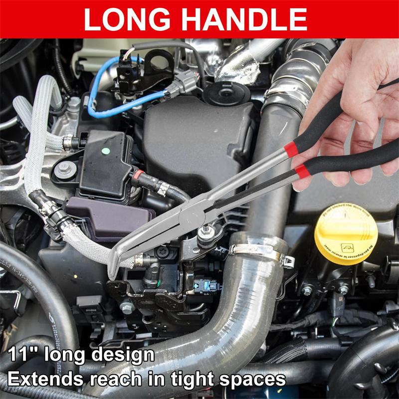 1pc 11-inch  Long Nose Pliers with Curved and Straight Tips - Ideal for Industrial, DIY Applications and Car Repair