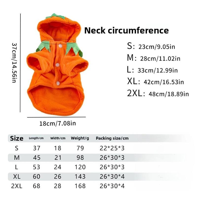 Halloween Dog Pumpkin Hooded Clothes Funny Transformation Clothes Holiday Polar Fleece Dog Clothes for Small Medium-sized Dogs