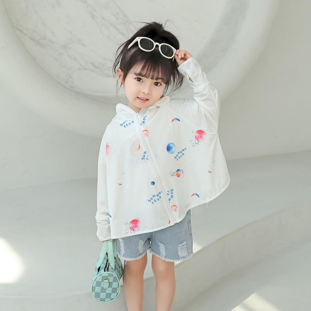 Kinder Bär Eis Seide Sonnenschutz Kapuzenpullover UPF50+ Leichte Atmungsaktive UV-Schutz Sommerjacke für Jungen und Mädchen