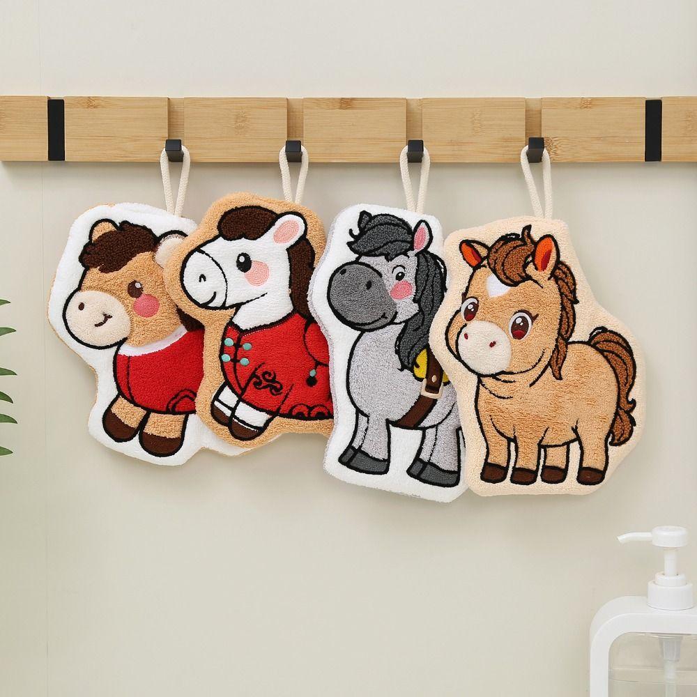 Lucky Horse Hand Towel Strong Water Absorption Soft Thick Absorbent Towels Thickened Hanging Style Hanging Towel