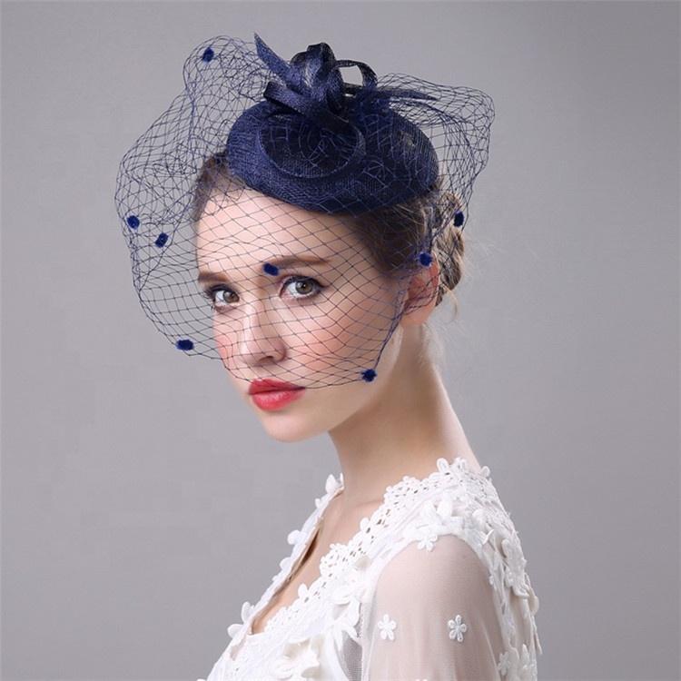 European Handmade Linen Mesh Gauze Hat Mysterious Veil Headdress Western Banquet Ladies Hat