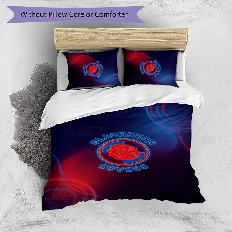 Blackburn Rovers Football Printed 3 Pieces Bedding Set, Comfortable Skin Friendly Bedroom Duvet Cover Set