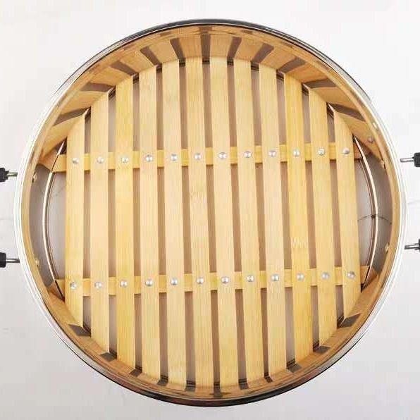 Thickened Bamboo and Stainless Steel Steamer Basket with Trivet and Steaming Rack