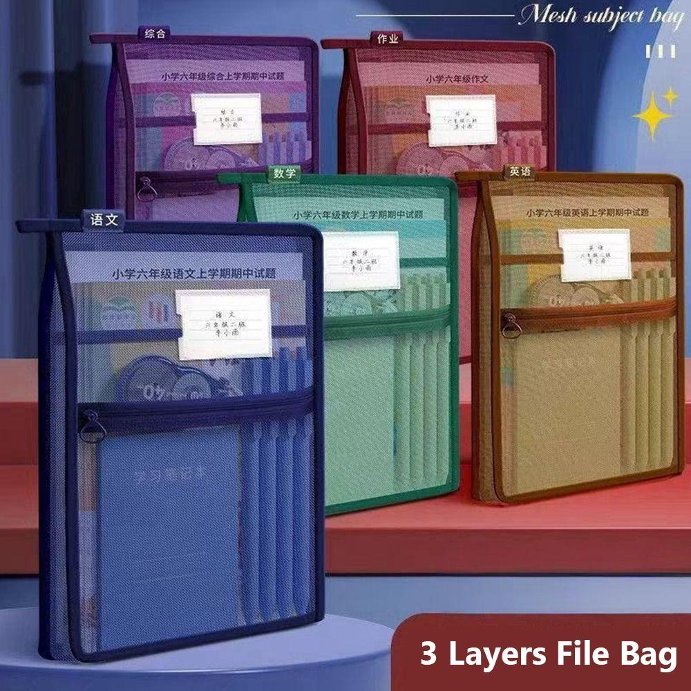 Mesh A4 File Folder L-shape Transparent Pouch Portable Test Paper Organizer  School Office