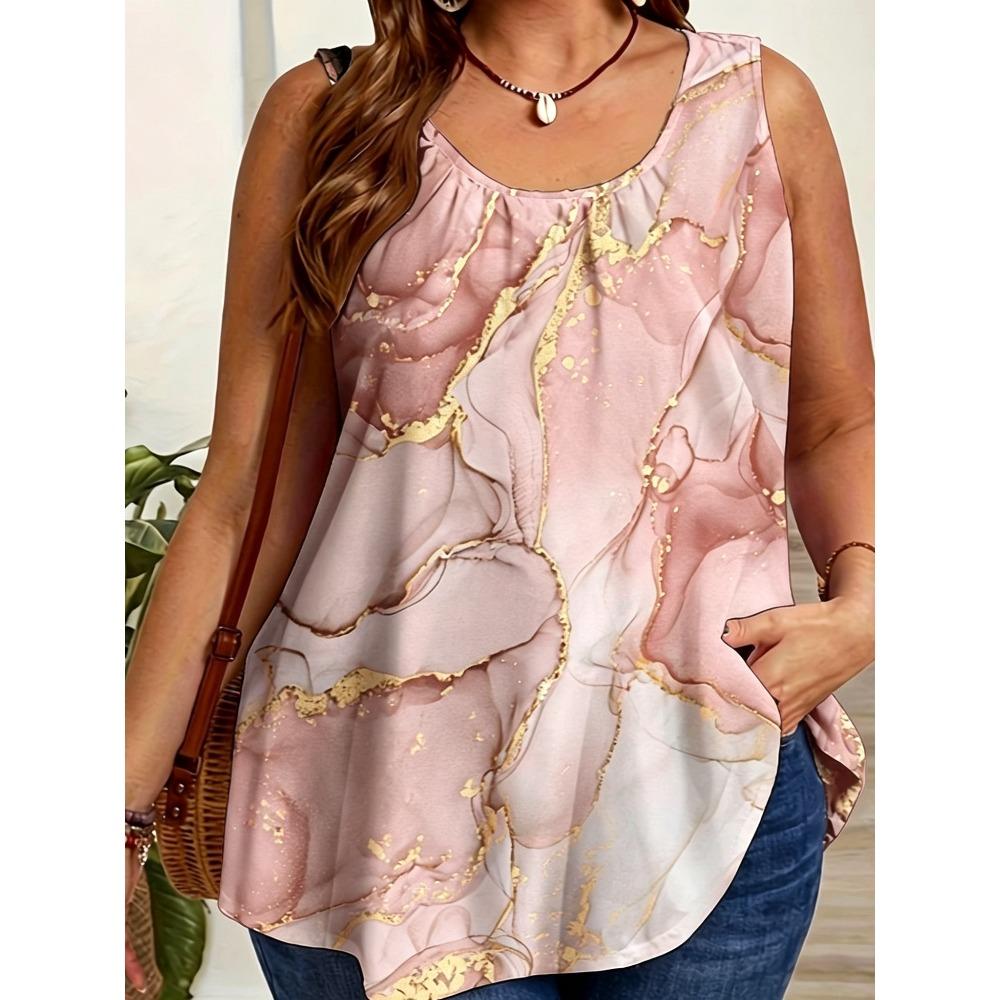 Fashionable Creative Retro Plus Size Summer Vacation Casual 3D Printed Vest Comfortable Soft Breathable Loose Fitting Summer Sleeveless Women's Vest