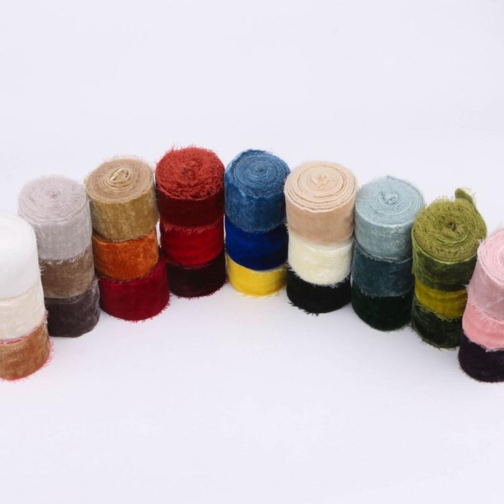 New 1 Meter Velvet Ribbon Thickening Ribbon Velvet Gift Packing Ribbon Frayed Edge DIY Craft Ribbon Bouquet Wrapping