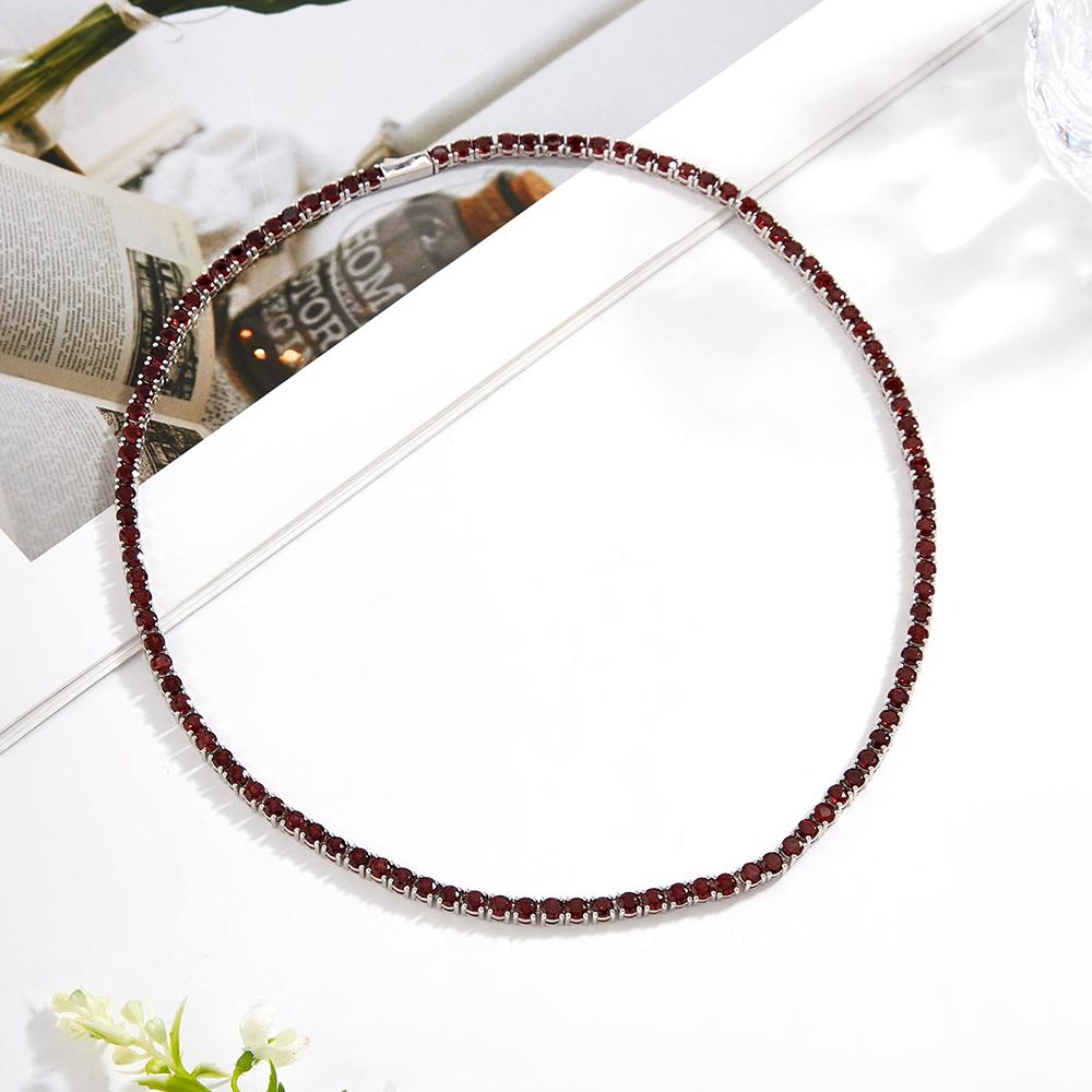 Bolaijewelry Light Luxury Fine Jewelry Natural Red Garnet Necklace Fashion Women's Anniversary Banquet Engagement Wear