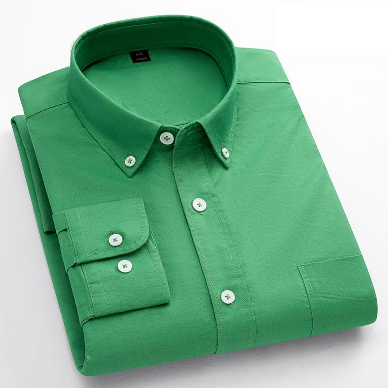 Spring and Autumn New Fashion Trend Pure Cotton Youth Fashion Versatile Oxford Solid Color Men's Long Sleeve White Work Shirt