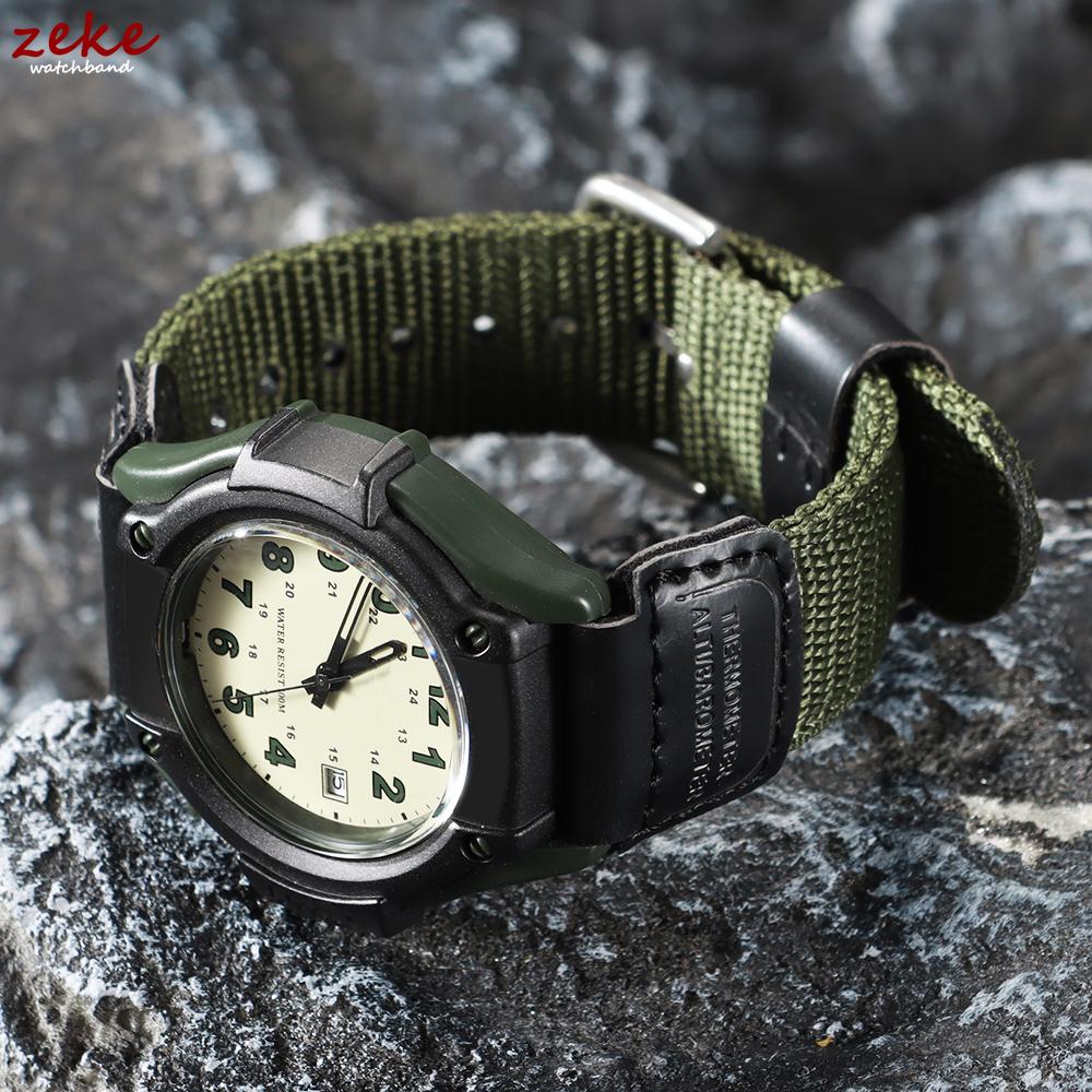 19mm Nylon Watch Strap for Casio FT-500WC Black Green Brown Bracelet Canvas Leather Breathable Sports Wrist Band for Men Women