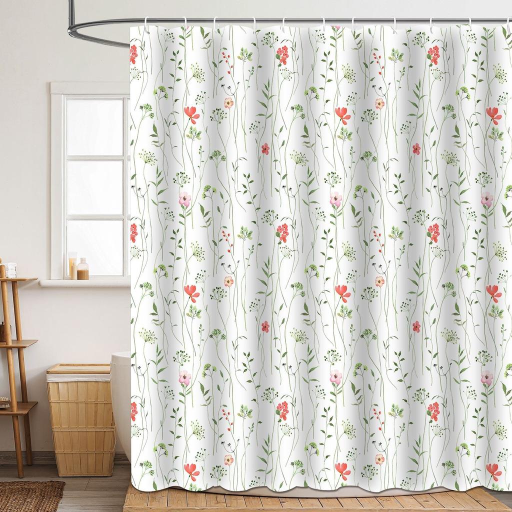 Shower Curtain Flower And Plant Leaf Polyester 3D Digital Printing Shower Curtain Waterproof And MildewProof Shower Bathroom Partition Curtain