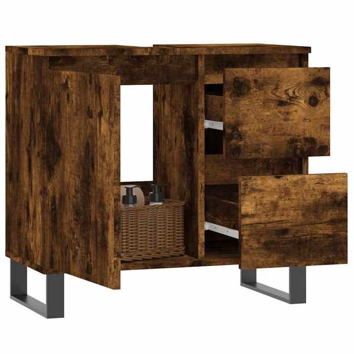 VidaXL Armoire de bain chêne fumé 65x33x60 cm bois d'ingénierie 831617