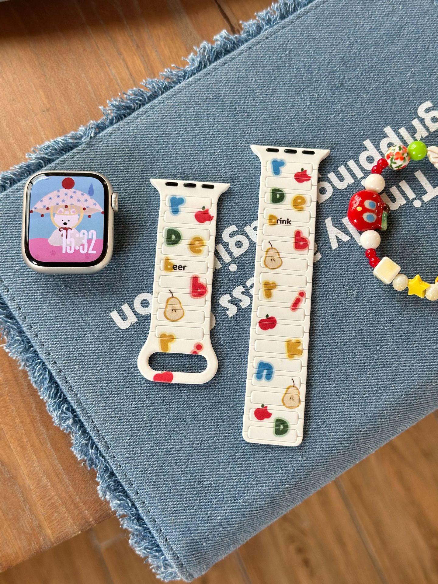 

Совместимый мультяшный силиконовый магнитный ремешок для Apple Watch S10, SE, Ultra, 9876 поколений 38/40/41/42mm