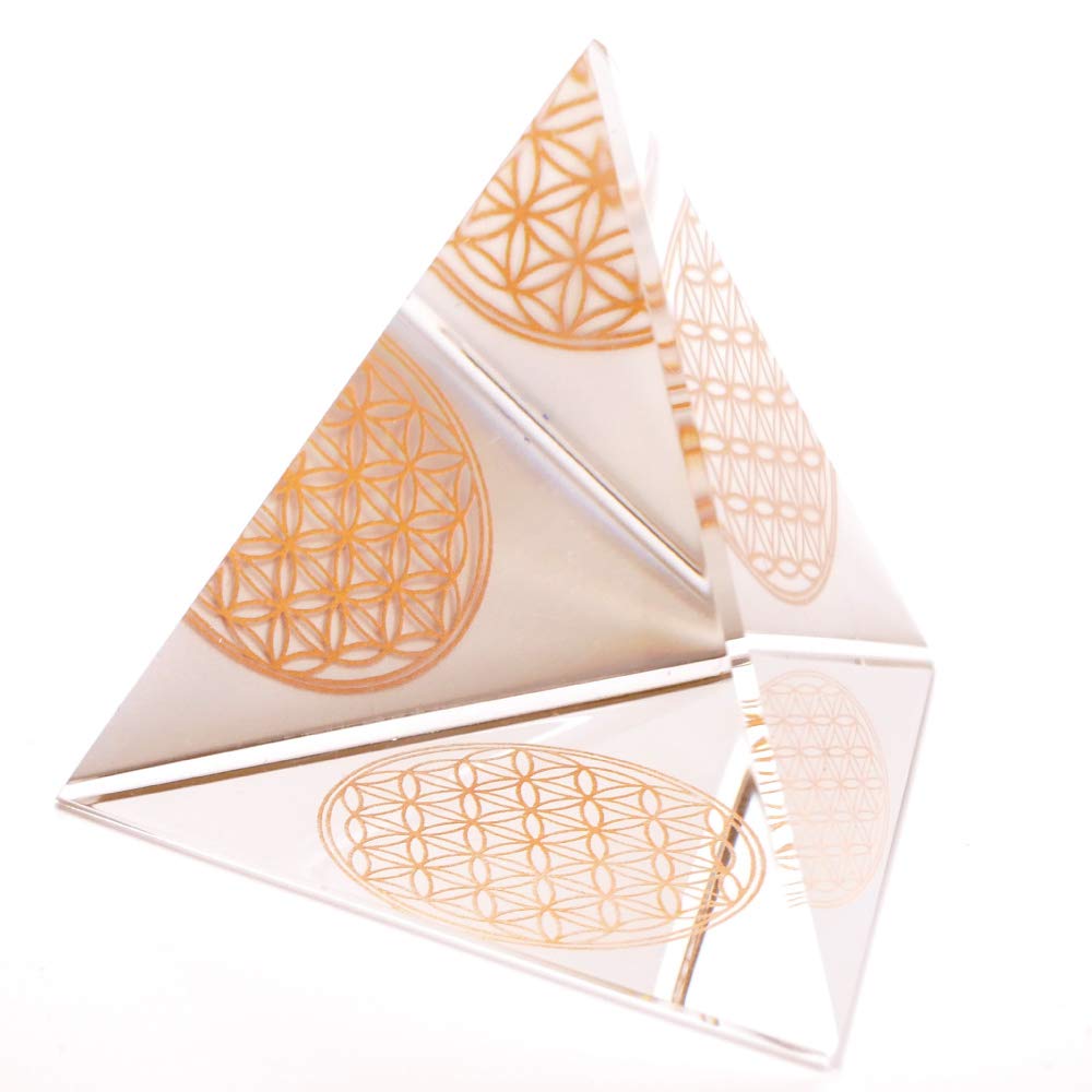 Luxury Handmade Crystal Flower of Life Triangle Pyramid Orgonite Original Purifying Healing