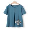 Elderly Women's Summer Cotton Silk Short-Sleeve Pant Set