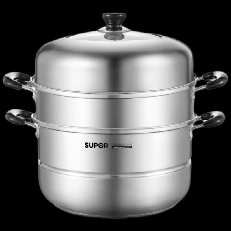 SUPOR 30cm 304 Edelstahl Doppelschicht Dampfkochtopf