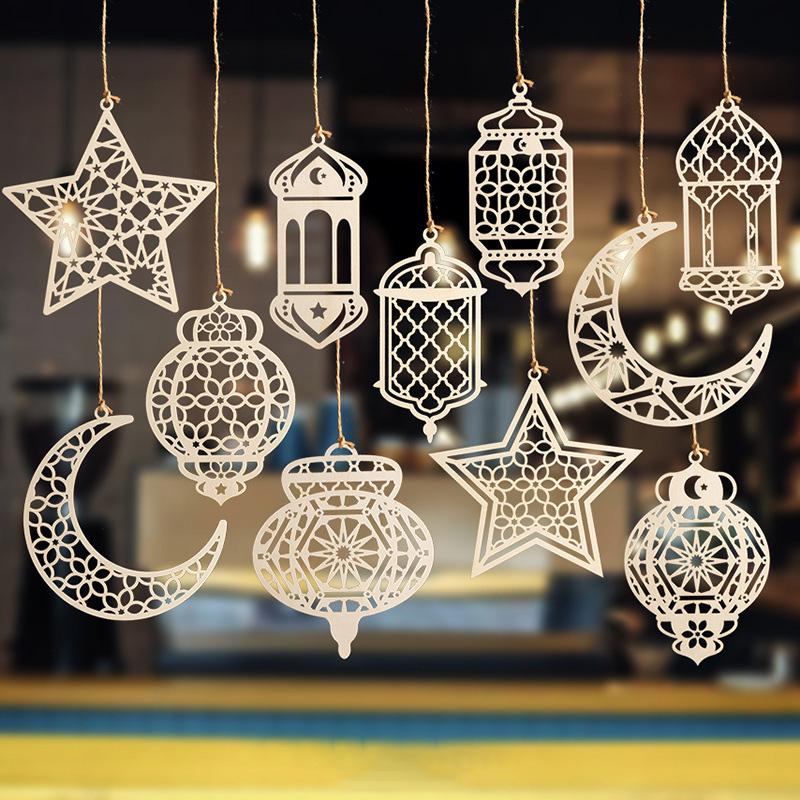 Ramadan Star Moon Hanging Ornament Wooden Ramadan Decorations 2026 Islamic Muslims Party Accessories Eid Ramadan Party Supplies