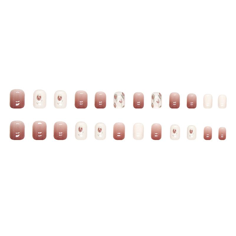 24 Stück kurze allmähliche Veränderung Tulpe Retro Blume tragen Nagel sanfte Mädchen Ins Wind Maniküre Stück gefälschte Nagel