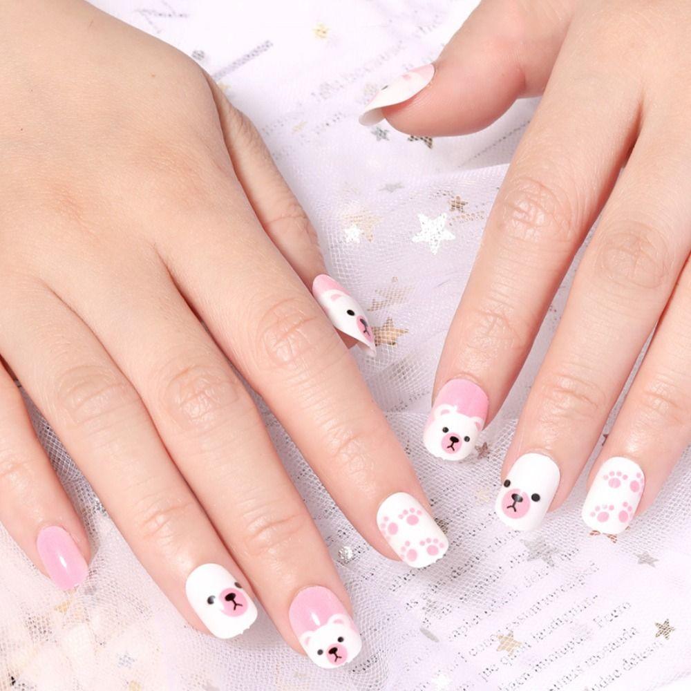 

Tools Cartoon Candy Color Nail Art Decal Children S Flase Nails With Back Adhesive Patch Fake Nail 9