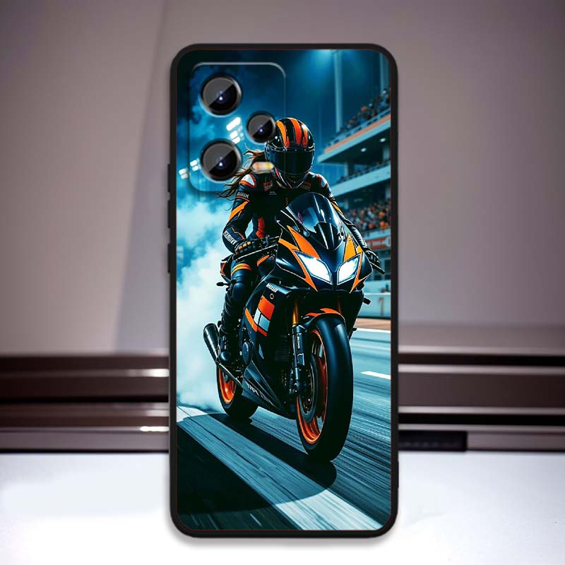 Creative motorcycle rider cool Phone Case For Xiaomi Redmi Note 15 14 13 12 12S 11E 11 11S Pro Plus 4G 5G Black Soft TPU