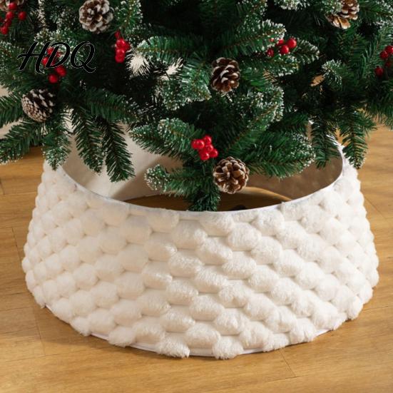 Pet Resistant Tree Skirt Plush Skirt Knit Christmas Collar Rhombus Pattern Festive Adjustable Base Decor Cover for Holiday Party Decor 28" Bottom