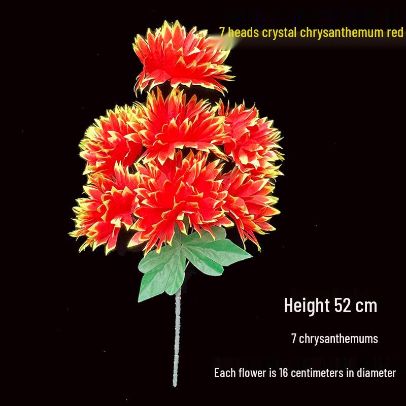 Qingming-Fest Chrysanthemenstrauß: 7-Kopf Seidenblumen Friedhofsgesteck für die Grabpflege