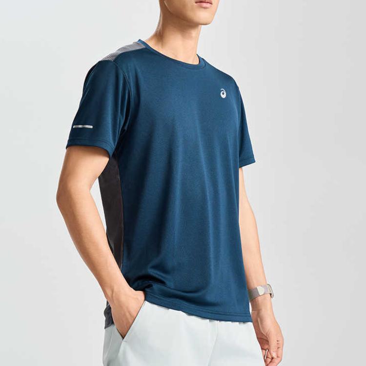 Asics Mens Lightweight Knitted Round Neck Short Sleeve T-Shirt Men Tops Dark-Blue 2011D042-401