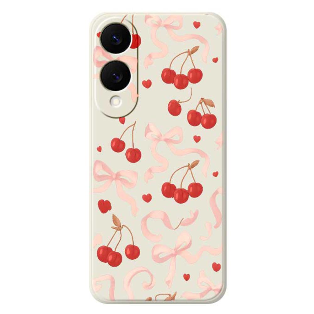 

For Samsung Galaxy S25 Edge Case Big Bow Cherry Pattern Printing Straight Edge TPU Phone Back Cover
