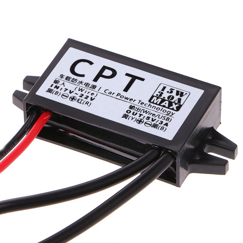 DC-Konverter 12 V auf 5 V 3 A, doppelter 2-USB-Anschluss zum automatischen Leistungsregler, Spannungsabsenkung 15 W, 3 A, insgesamt 50 mV (MAX) 20M-Bandbreite