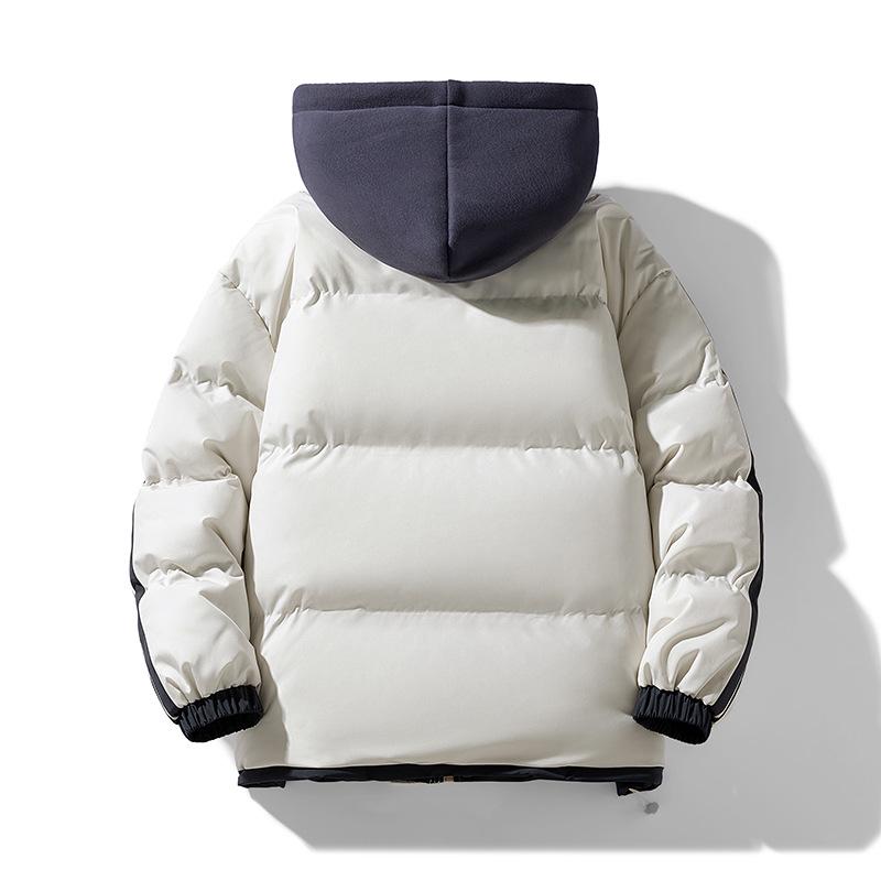 Men's Trendy Autumn/Winter Hooded Cotton Jacket - Faux Two-Piece, Couple Style, High-Quality, Thickened for Warmth