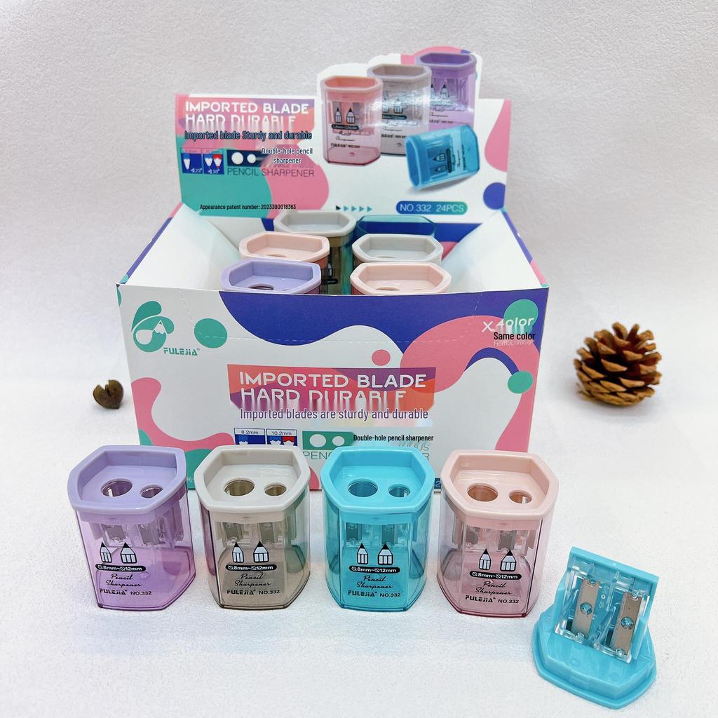 Morandi Geometric Cartoon Pencil Sharpener - Creative Solid Color Plastic Design for Office and Gift Use