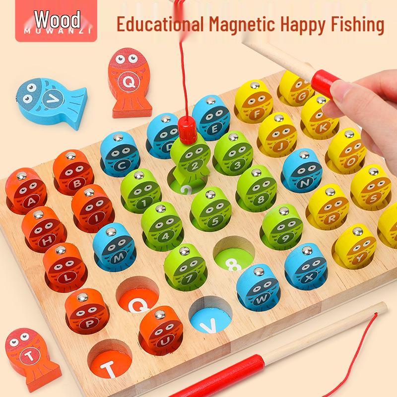 

Magnetic Wooden Fishing Toy: Numbers & Letters for Children s Educational Play