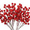 10/3PCS Christmas Decoration Artificial Pine Branches Holly Berries Red Berry Branches for Christmas Tree Wreath Gifts Decor