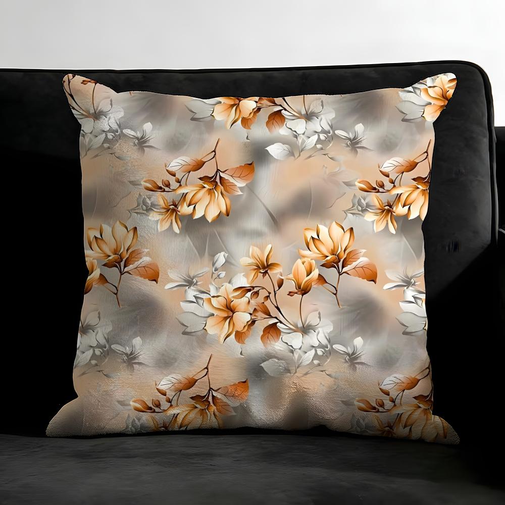 Classic Floral Print Elegant Cushion Cover Pillowcase Ultra Soft Skin Friendly Fabric Cloud Like Comfort & Concealed Zipper