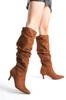 Women Modern Stylish Fashion Boots Boots Faux Leather Suede Short Thin Heeled Boots