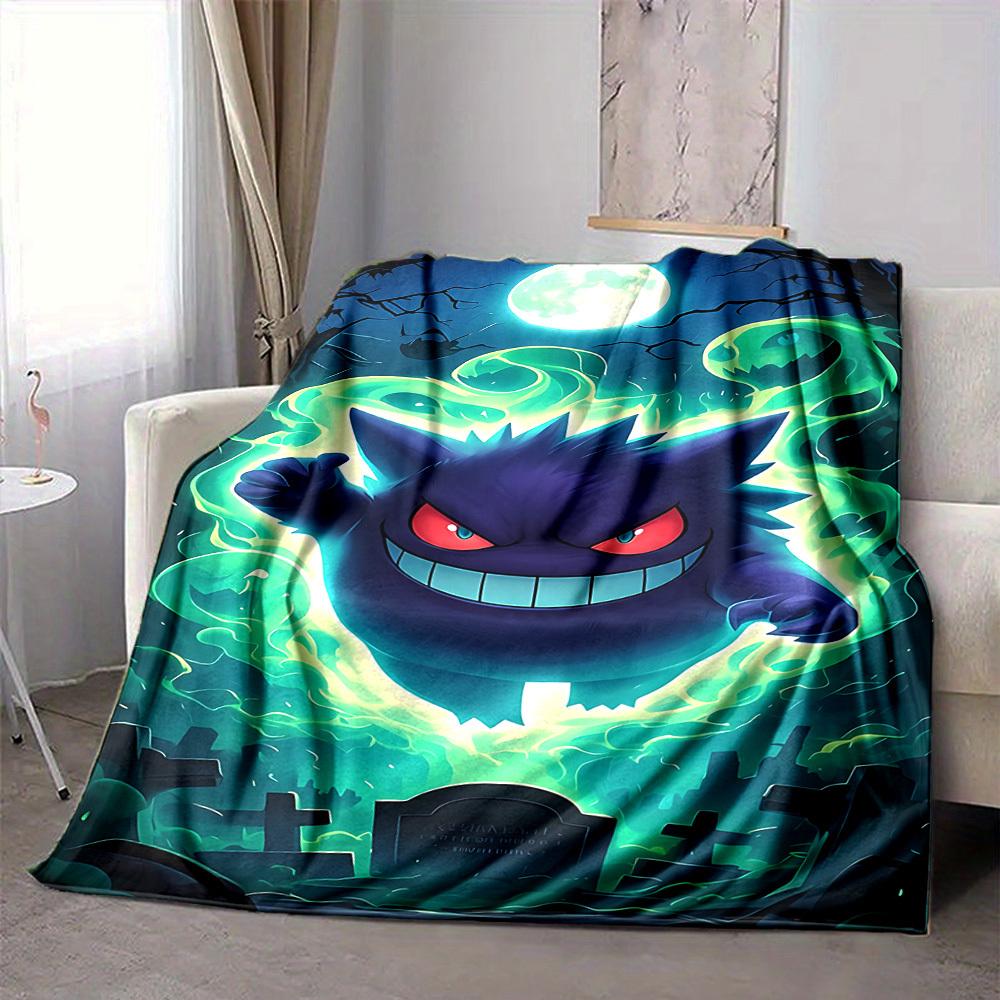 1pc Ghostly Pokémon Blanket Lightweight Flannel Blanket Throw Blanket For Sofa, Bed, Travel, Camping, Livingroom, Office, Couch