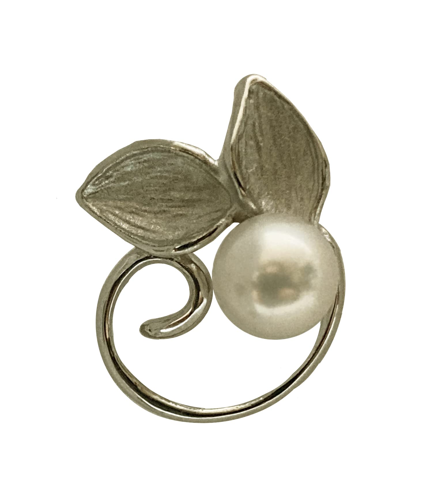 

Akoya pearl pin brooch leaf design SILVER tuck brooch pearl brooch [enyapearl]