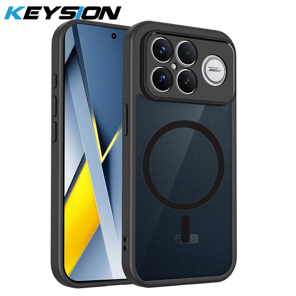 KEYSION Magnetic Phone Case for Xiaomi POCO F8 Pro Silicone+PC Matte Translucent Clear Shockproof Back Cover for POCO F8 Ultra