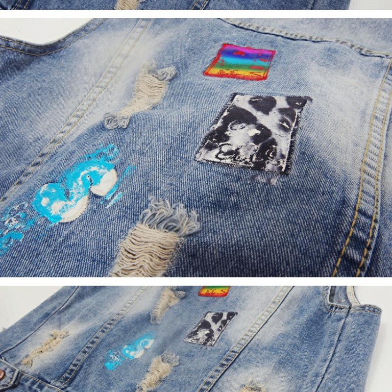 2023 Spring & Fall European Style Patchwork Ripped Denim Vest for Women
